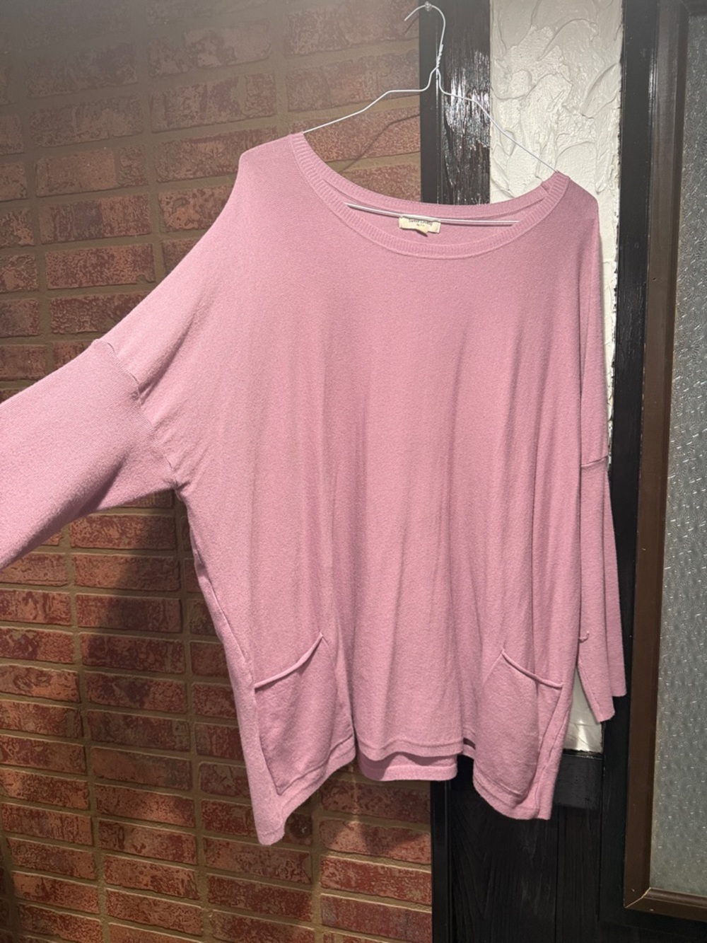 FOR JULEZ Relaxed Scoop Neck Pocket Tunic - Pink